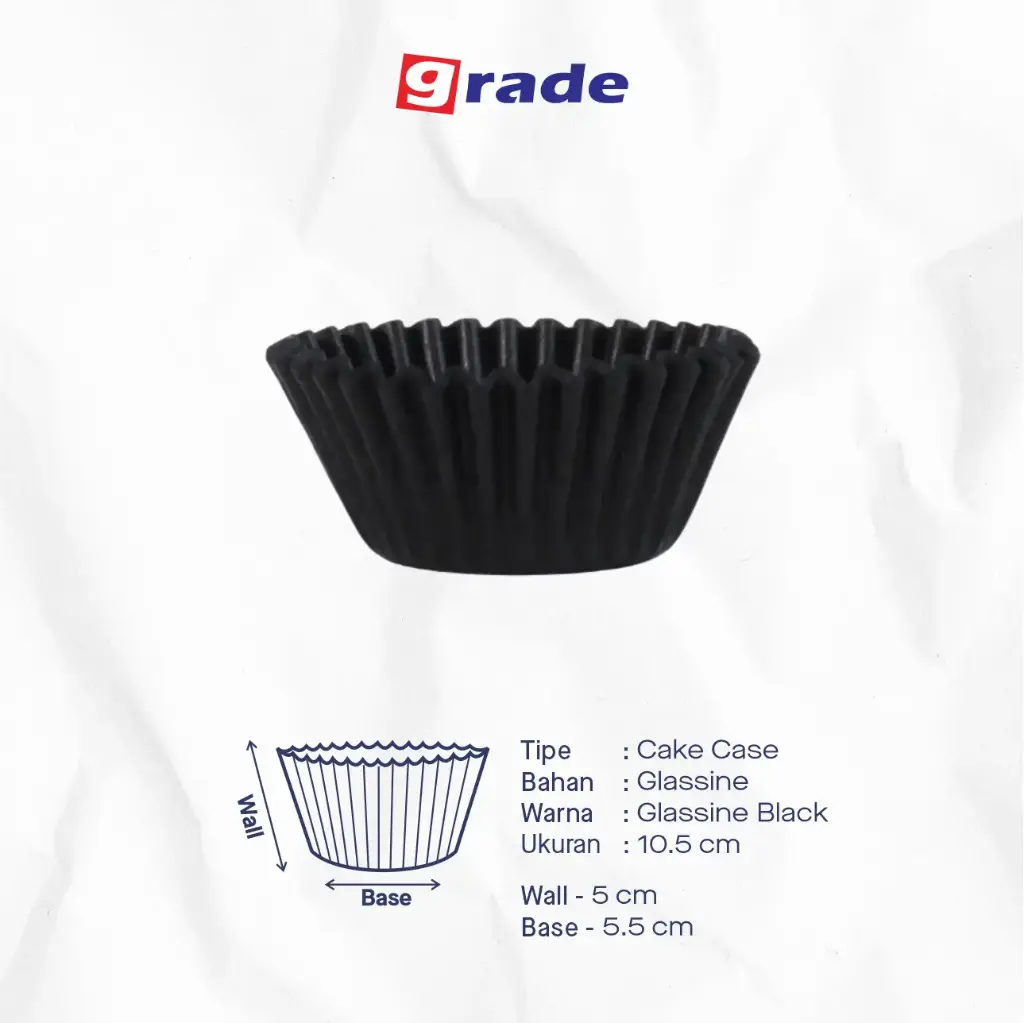 CAKE CASE (CC) 10.5 BASE BESAR (5.5) — GLASSINE BLACK "GRADE" (1 inner = 1000 pcs)