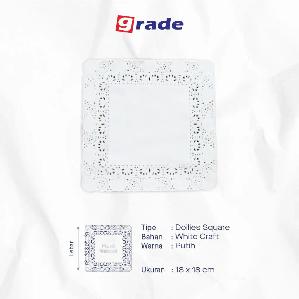 DOILIES SQUARE — 18 × 18 CM "GRADE" (1 inner = 250 pcs)