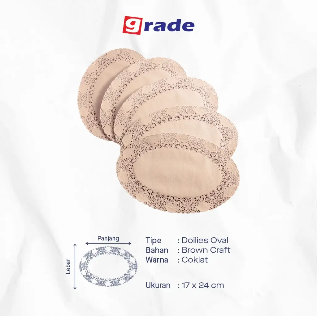 DOILIES OVAL — 17 × 24 CM — BROWN (1 inner = 250 pcs)
