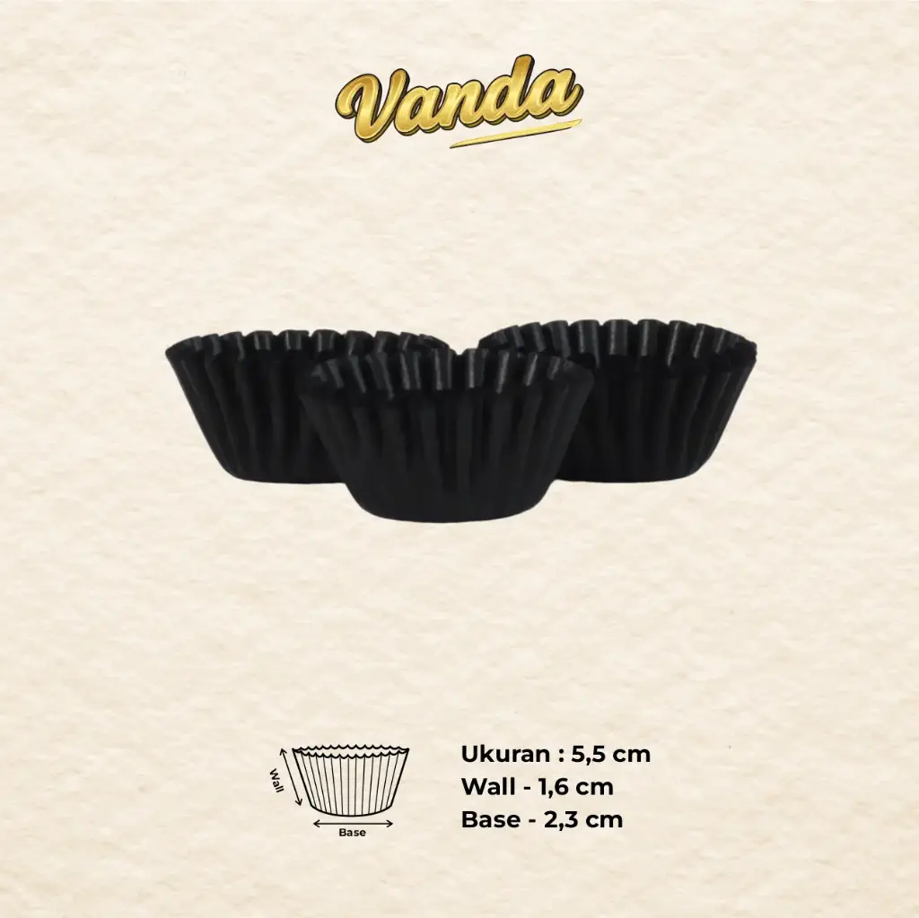 CAKE CASE (CC) 5.5 — GLASSINE BLACK "VANDA" (1 inner = 1000 pcs)