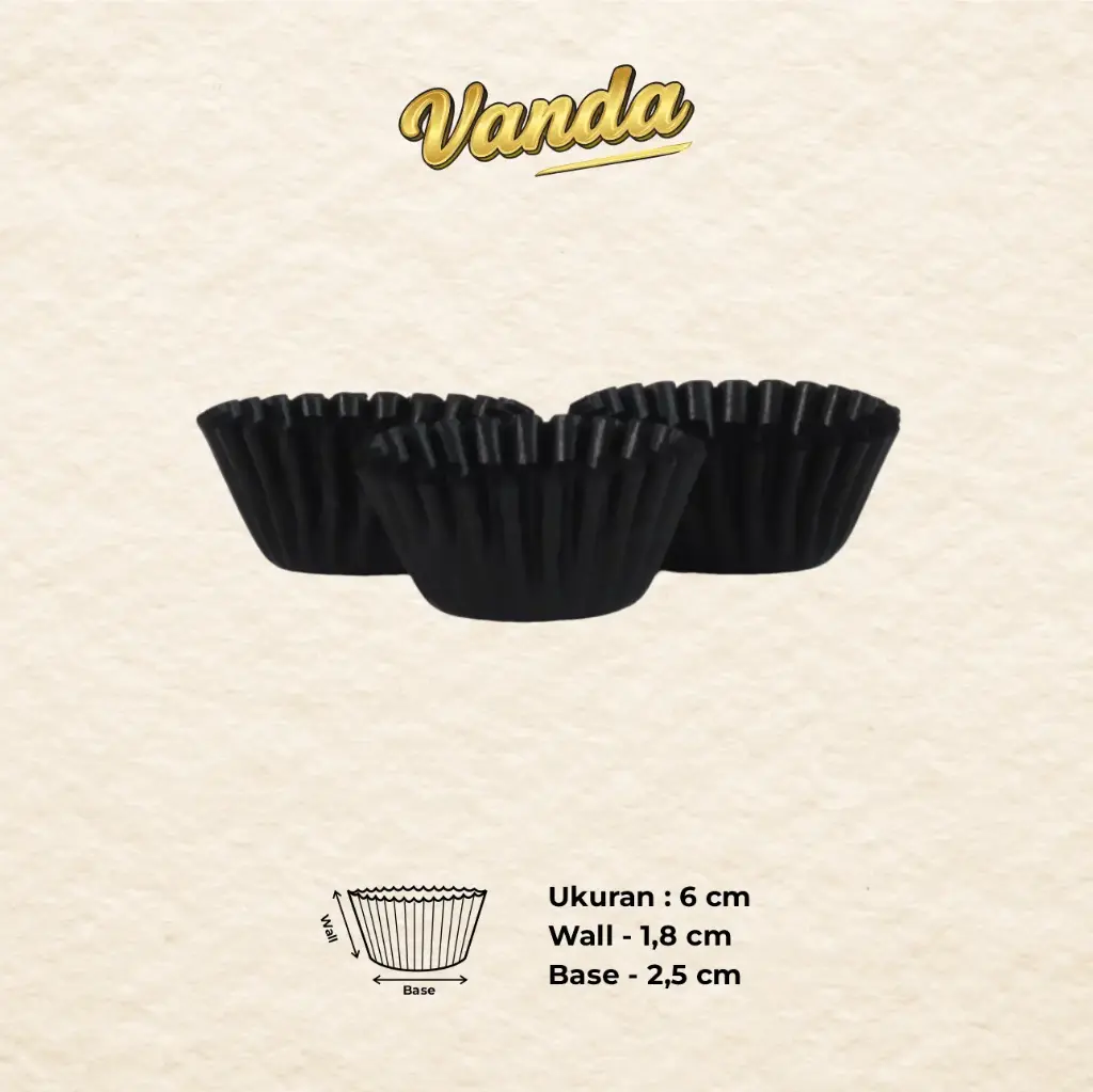 CAKE CASE (CC) 6 — GLASSINE BLACK "VANDA" (1 inner = 1000 pcs)