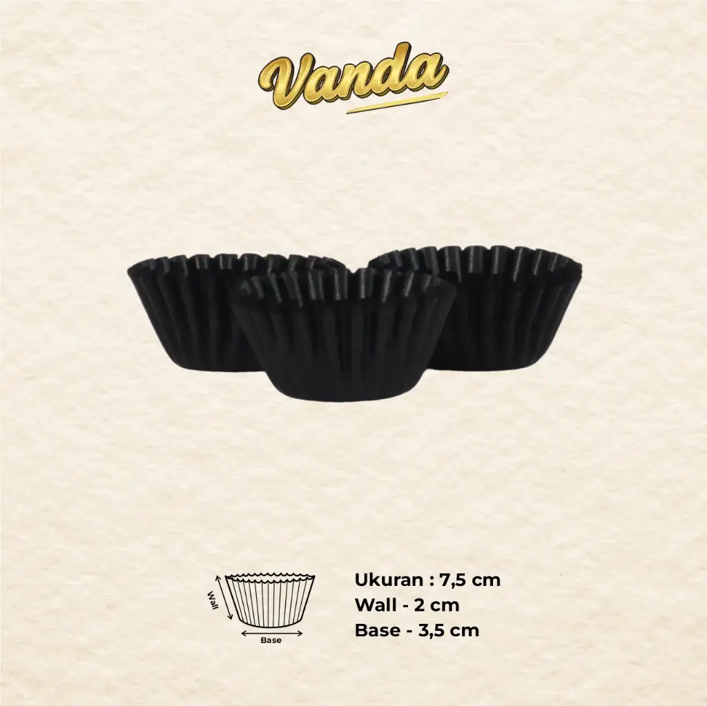 CAKE CASE (CC) 7.5 — GLASSINE BLACK "VANDA" (1 inner = 1000 pcs)