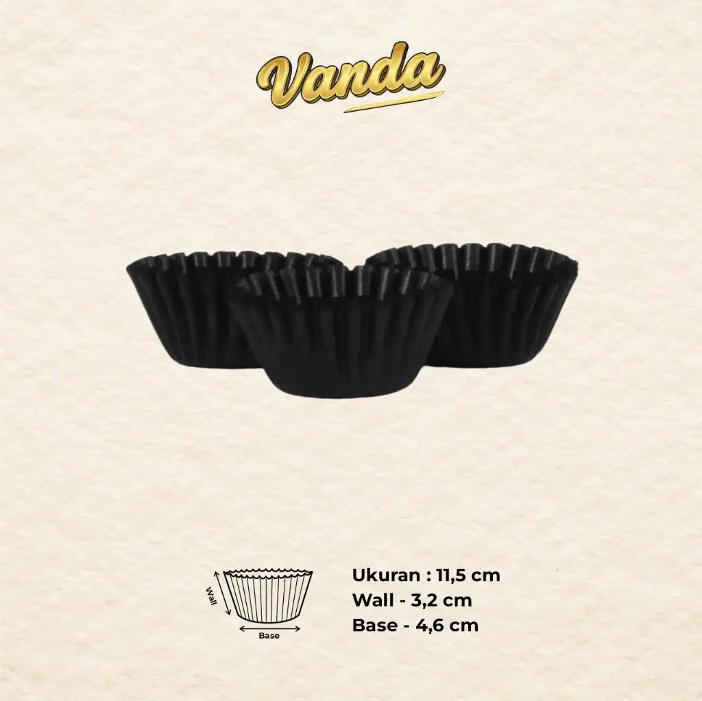 CAKE CASE (CC) 11.5 — GLASSINE BLACK "VANDA" (1 inner = 1000 pcs)