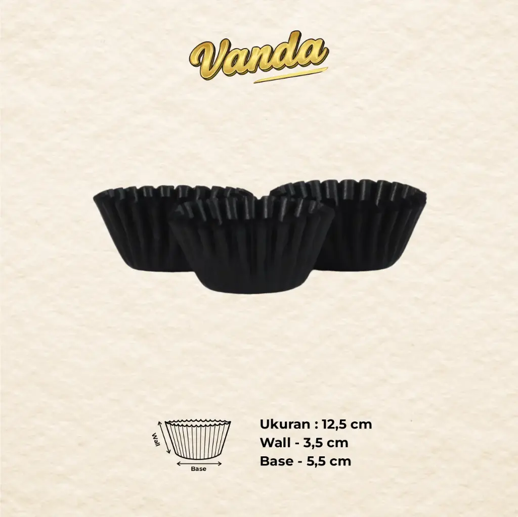 CAKE CASE (CC) 12.5 — GLASSINE BLACK "VANDA" (1 inner = 1000 pcs)