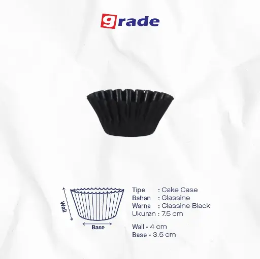 CAKE CASE (CC) 7.5 — GLASSINE BLACK "GRADE" (1 inner = 1000 pcs)