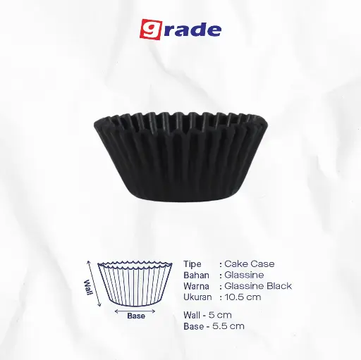 CAKE CASE (CC) 10.5 BASE BESAR (5.5) — GLASSINE BLACK "GRADE" (1 inner = 1000 pcs)