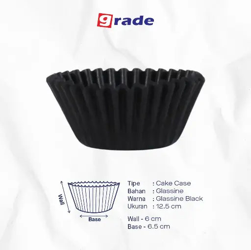 CAKE CASE (CC) 12.5 — GLASSINE BLACK "GRADE" (1 inner = 1000 pcs)