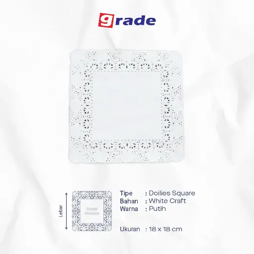 DOILIES SQUARE — 18 × 18 CM "GRADE" (1 inner = 250 pcs)