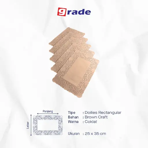 DOILIES RECTANGULAR — 25 × 35 CM — BROWN (1 inner = 250 pcs)