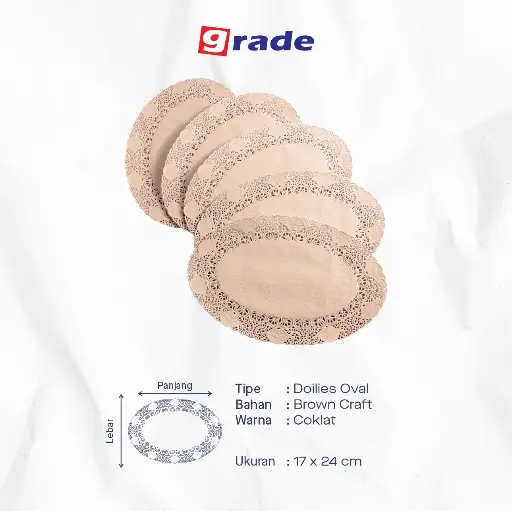 DOILIES OVAL — 17 × 24 CM — BROWN (1 inner = 250 pcs)