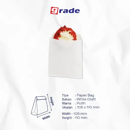 PAPER BAG V BOTTOM GREASEPROOF #2 — 105 × 110 MM — STREET FOOD (1 karton = 4.000 pcs)