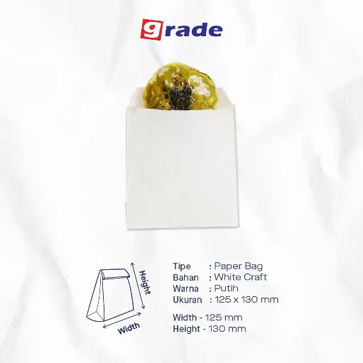 PAPER BAG V BOTTOM GREASEPROOF #3 — 125 × 130 MM — STREET FOOD (1 inner = 100 pcs)