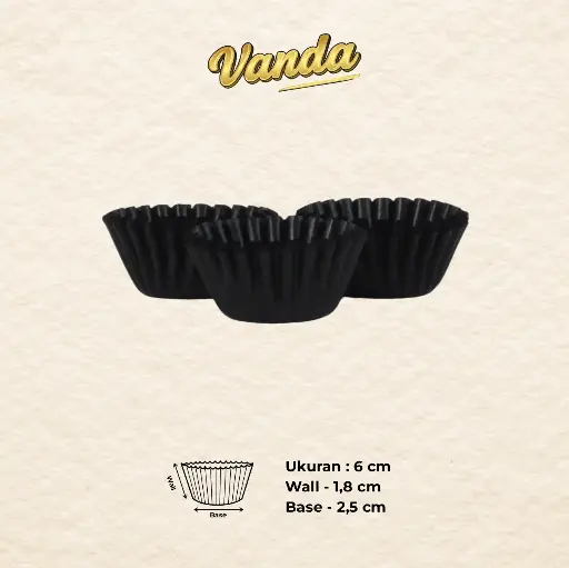 CAKE CASE (CC) 6 — GLASSINE BLACK "VANDA" (1 inner = 1000 pcs)