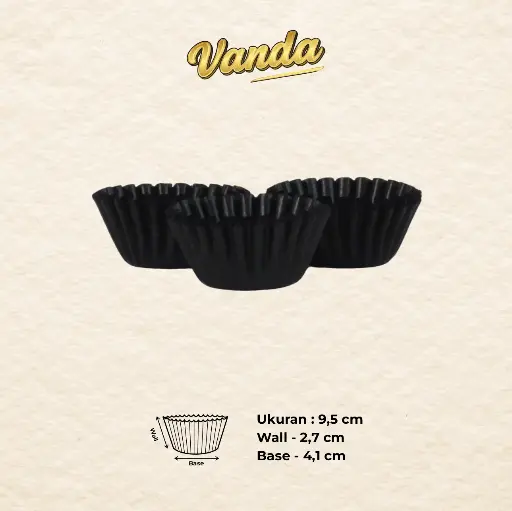 CAKE CASE (CC) 9.5 — GLASSINE BLACK "VANDA" (1 inner = 1000 pcs)
