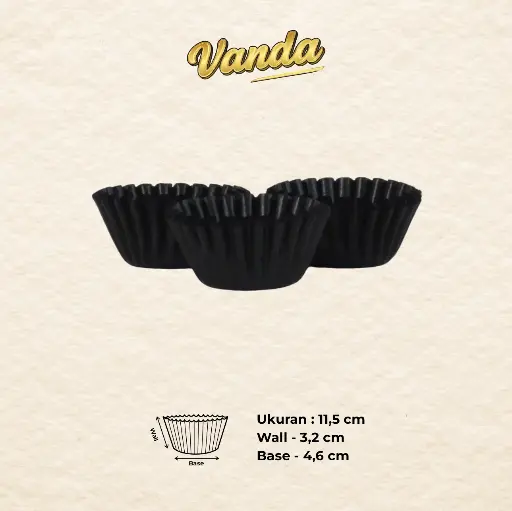 CAKE CASE (CC) 11.5 — GLASSINE BLACK "VANDA" (1 inner = 1000 pcs)
