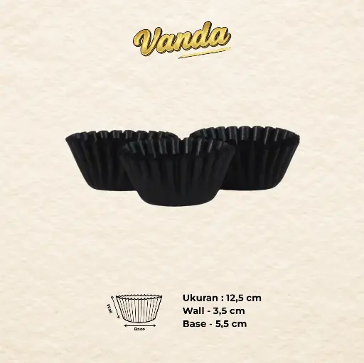 CAKE CASE (CC) 12.5 — GLASSINE BLACK "VANDA" (1 inner = 1000 pcs)
