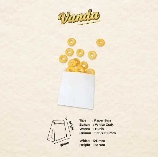 PAPER BAG V BOTTOM GREASEPROOF #2 (GP 35) — 105 × 110 MM — VANDA (1 inner = 100 pcs)